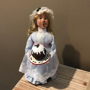 Byers’ Choice The Carolers Girl Holding Figgy Pudding Blue Dress